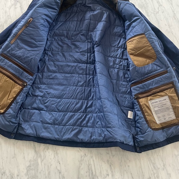 Peter Millar Mens Navy Blue Waxed Cotton Safari Field Jacket Size XL NWT $350 - Picture 11 of 15